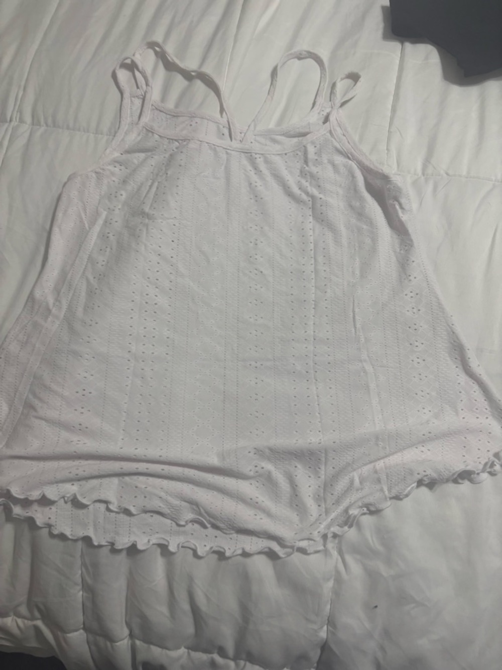 White Eyelet Cami Tank Top